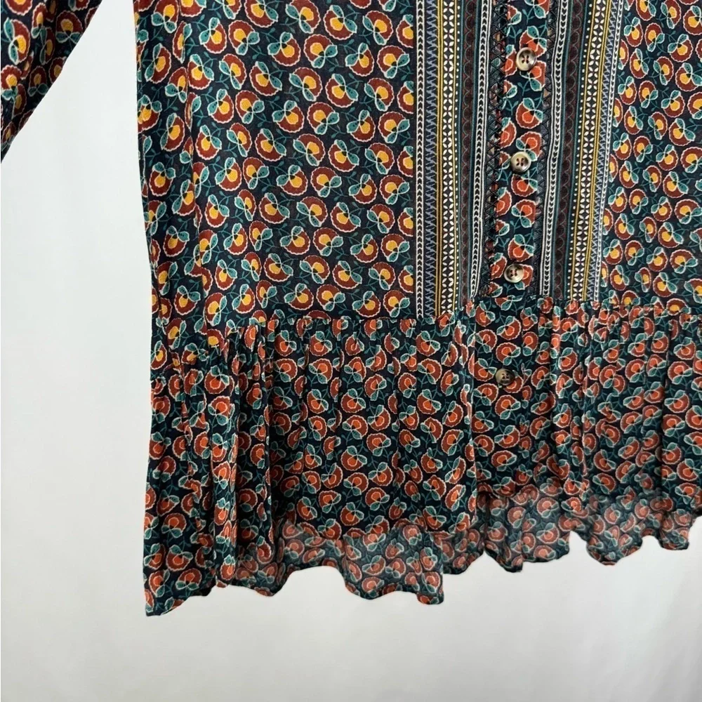Maeve by Anthropologie Janie Flounced Peasant Blouse in Multi Size 4 - Picture 3 of 10